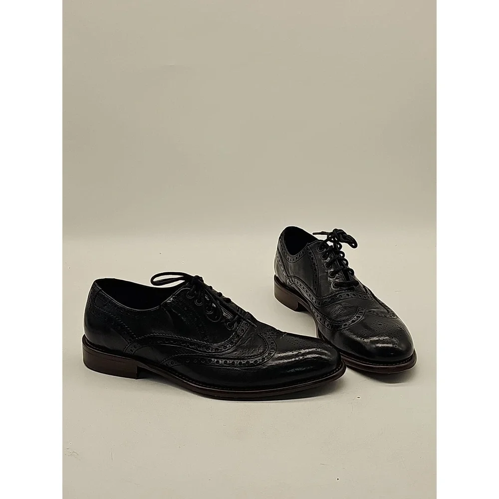 Johnston & Murphy JM 1850 Black Leather Wingtip Brogue Dress Shoes Men Sz 9M US